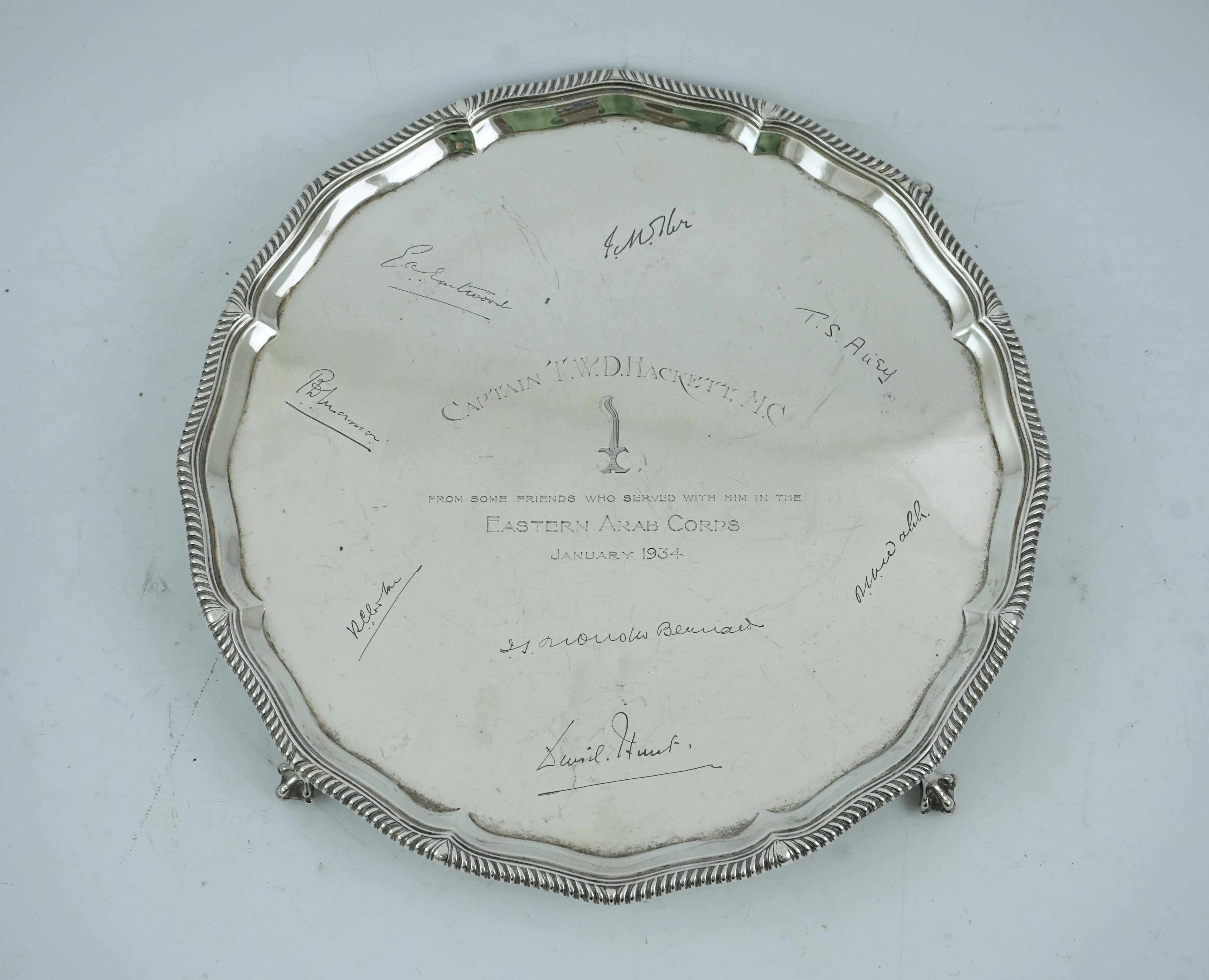 A George V silver salver by Goldsmiths & Silversmiths Co Ltd